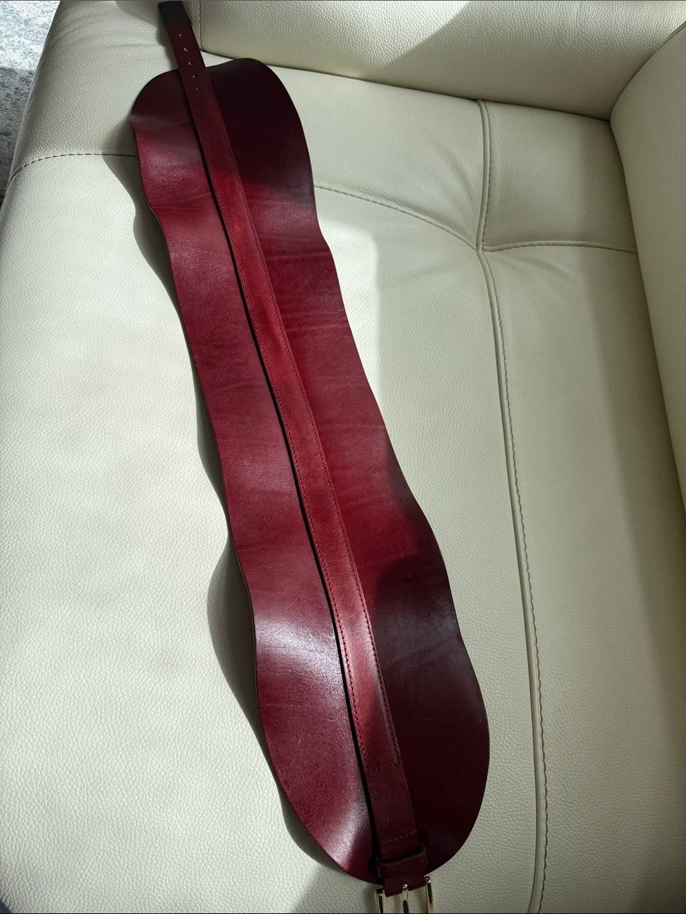 Zara Leather Sash Belt in dark red/Burgundy